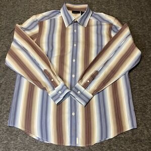 DKNY JEANS Men's‎ Striped Button Up Long Sleeve Dress Shirt Size Large